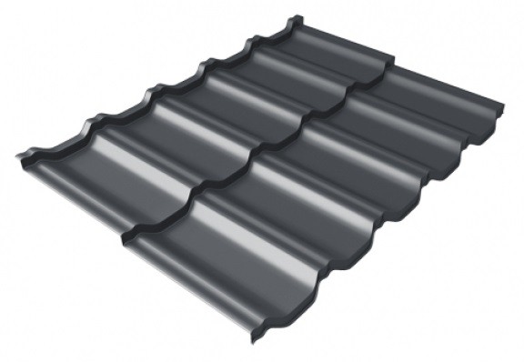 Металлочерепица модульная Квинта Uno Grand Line c 3D резом 0,5 Satin Мatt RAL 7024 мокрый асфальт купить в Рубцовске