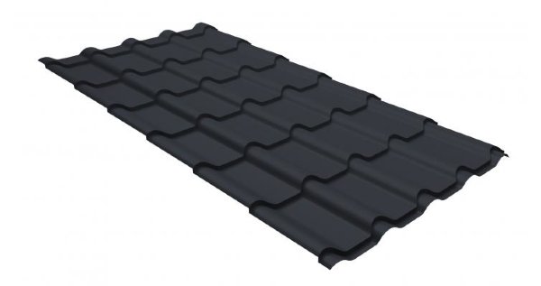 Металлочерепица камея GL 0,5 GreenCoat Pural RR 23 темно-серый (RAL 7024 мокрый асфальт) купить в Рубцовске