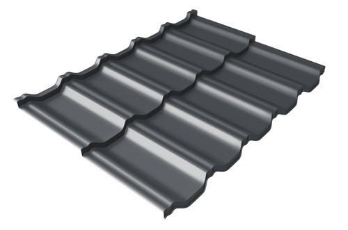 Металлочерепица модульная Квинта Uno Grand Line c 3D резом 0,45 PE RAL 7024 мокрый асфальт купить в Рубцовске