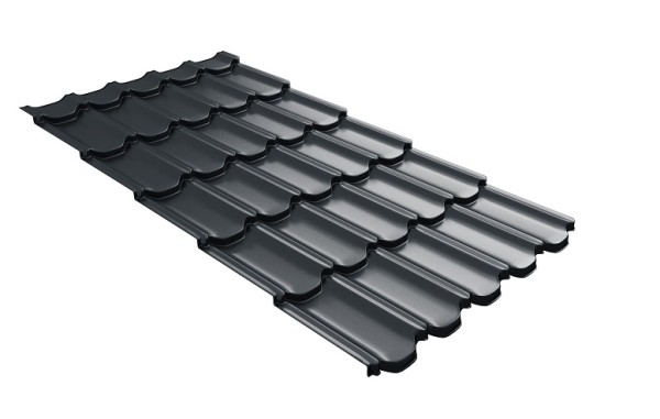 Металлочерепица квинта плюс с 3D резом 0,5 Satin RAL 7016 антрацитово-серый купить в Рубцовске